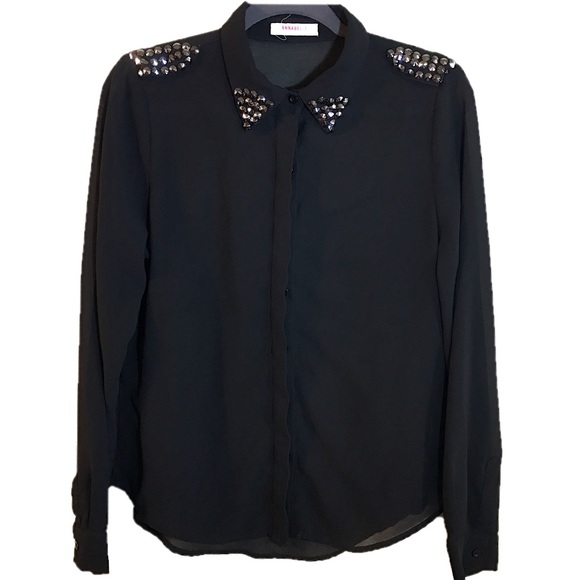 Black sheer studded button ⬇️⚫️ - Picture 5 of 6